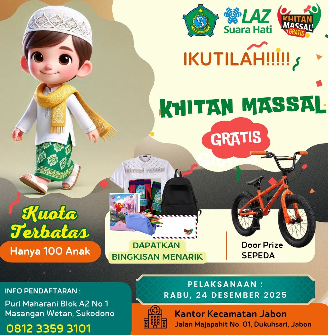 laz suara hati sidoarjo, lembaga amil zakat sidoarjo, flyer KMG 2025 peserta, pendaftaran khitan massal gratis, poster khitan massal gratis KMG 2023, khitan massal gratis, wali yatim, anak asuh, anak yatim, yayasan di sidoarjo, yayasan suara hati di sidoarjo, panti asuhan di sidoarjo, panti asuhan suara hati sidoarjo, ysh peduli, sidoarjo, majalah suara hati, panti asuhan sidoarjo, sedekah, shodaqoh, infaq, zakat, waqof, waqaf, dhuafa, tuna netra, infaq pembangunan, pembangunan, rumah tadabbur, khitanan massal, gratis, khitan massal gratis sidoarjo 2025