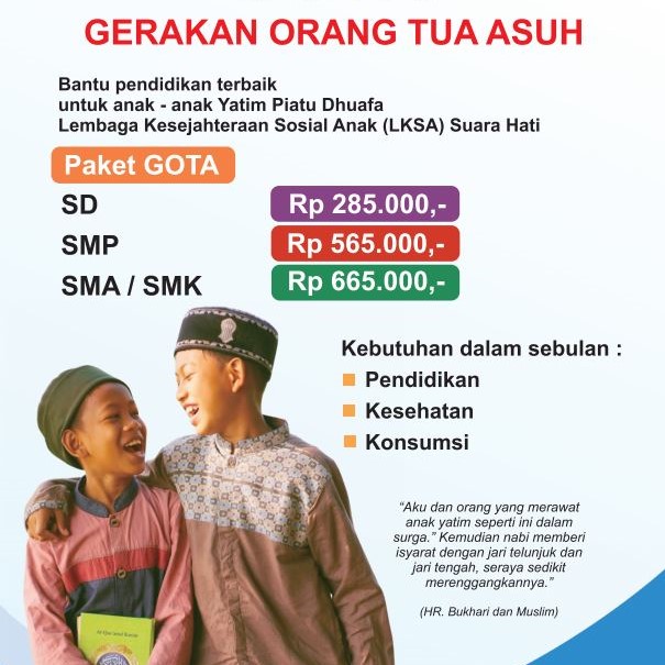 gota april 2026, panti asuhan terdekat, panti asuhan resmi, panti asuhan suara hati, panti anak yatim, gerakan orang tua asuh, gota, anak asuh, subsidi pendidikan, panti asuhan, donasi, yayasan di sidoarjo surabaya